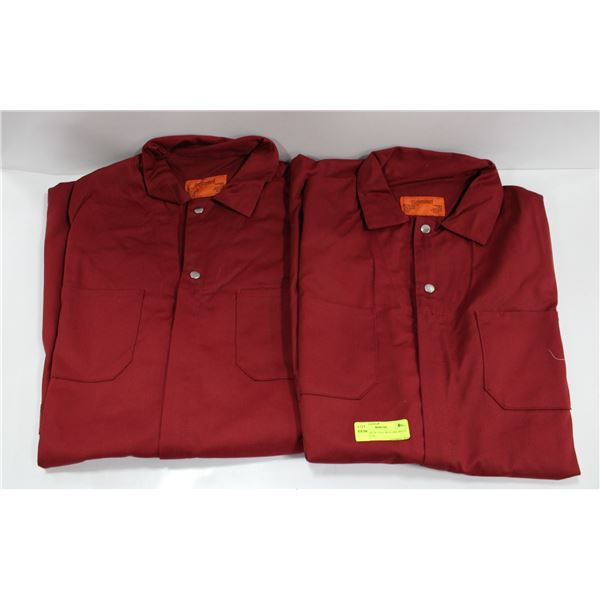 2 PAIR SIZE 54 TALL RED ONE PIECE COVERALLS