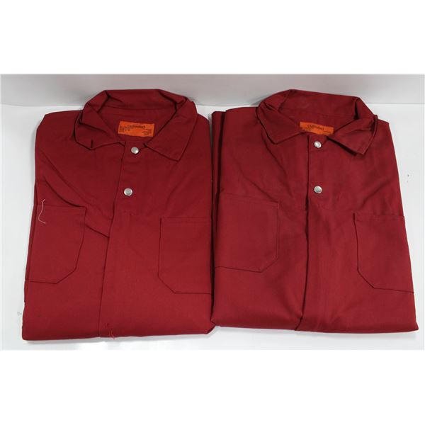 2 PAIR SIZE 54 TALL RED ONE PIECE COVERALLS