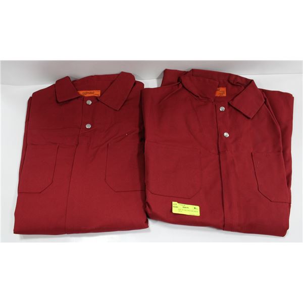 2 PAIR SIZE 54 TALL RED ONE PIECE COVERALLS