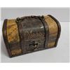 Image 2 : WOOD TREASURE BOX WITH COINS & VARIOUS FORIEGN