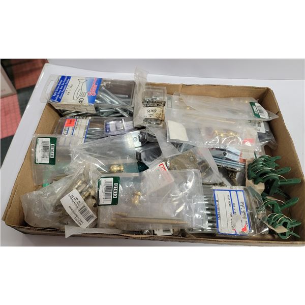 FLAT OF ASSORTED HARDWARE, DRAWER PULLS & MORE