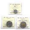 Image 1 : 1977 Canada 10-cent ICCS Certified MS-66 NBU, 2005P 50-cent ICCS MS-66 & 2017 $2 Canada 150 Colour I