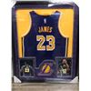 Image 1 : LeBRON JAMES SIGNED CUSTOM FRAMED LAKERS JERSEY WITH LED LIGHT UP FEATURES (TOPEKA COA)