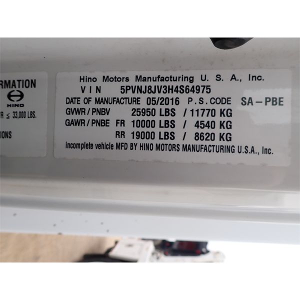 2016 HINO 268AV Service / Mechanic Truck - J.M. Wood Auction