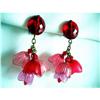 Image 1 : Art Deco Celluloid Flower Dangle Earrings #2310738