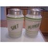 Image 1 : Hazel Atlas Green Stripe Salt and Pepper #2313059