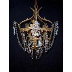 Brass and Crystal Hall 3 Light Chandelier #2328478