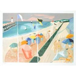 Lambert George Beach Scene Lithograph Signed #2328626