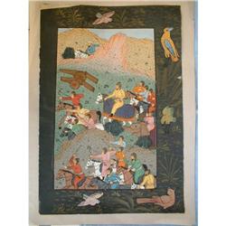 PAINTING OF A WAR SCENE , ARABIC TEXT . #2328628