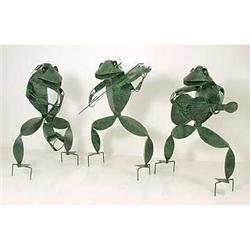 3 MUSICAL METAL GARDEN FROGS * LARGE STATUES #2328657