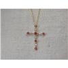 Image 1 : Estate 14K YG Gold Ruby Diamond Cross Necklace #2328732