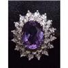 Image 1 : Estate Amethyst Diamond Yellow Gold Ring #2328847
