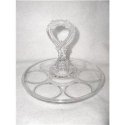 Glass Beverage Serving Plate Decorative Handle #2340573