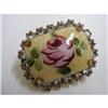 Image 1 : HAND PAINTED PORCELAIN &RHINESTONE BROOCH #2340698