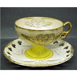 GOLD GILT*LUSTER*PEDESTAL CUP & SAUCER #2340719