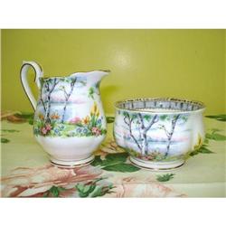 ROYAL ALBERT CHINA CREAM&SUGAR*SILVER BIRCH* #2340735