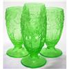 Image 1 : DROOPY ROSE Green Depression Glass Tumblers (4)#2341314