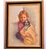 Image 1 : Leo Jansen Original Oil on Canvas Girl with Dog#2352887