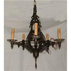 1920s French Bronze Chandelier 5 lights #2353494