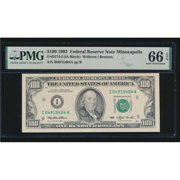 1993 $100 Minneapolis FRN PMG 66EPQ