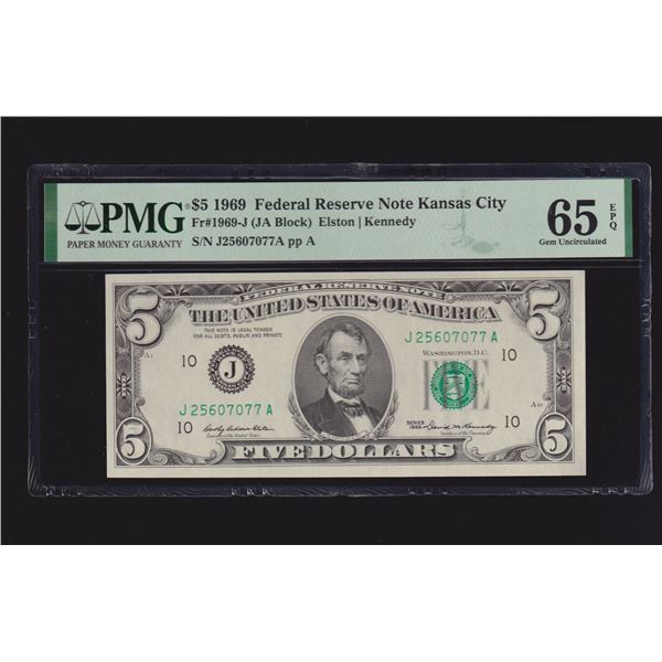1969 $5 Kansas City FRN PMG 65EPQ