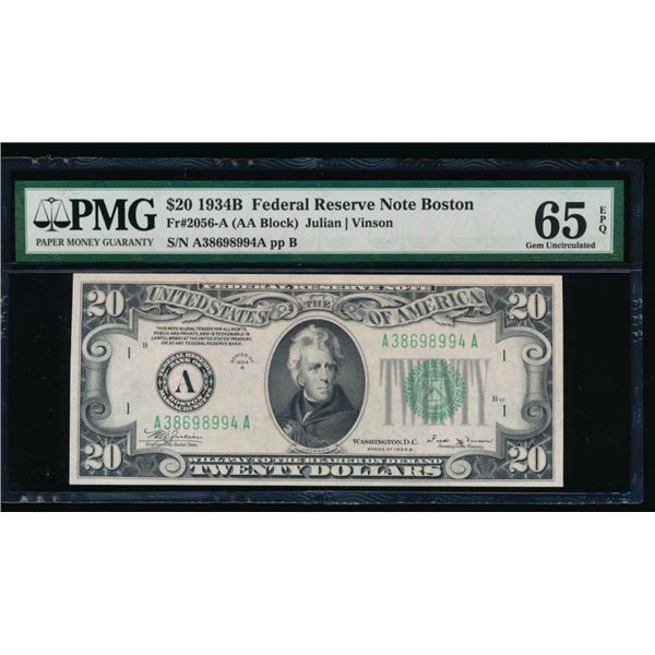 1934B $20 Boston FRN PMG 65EPQ