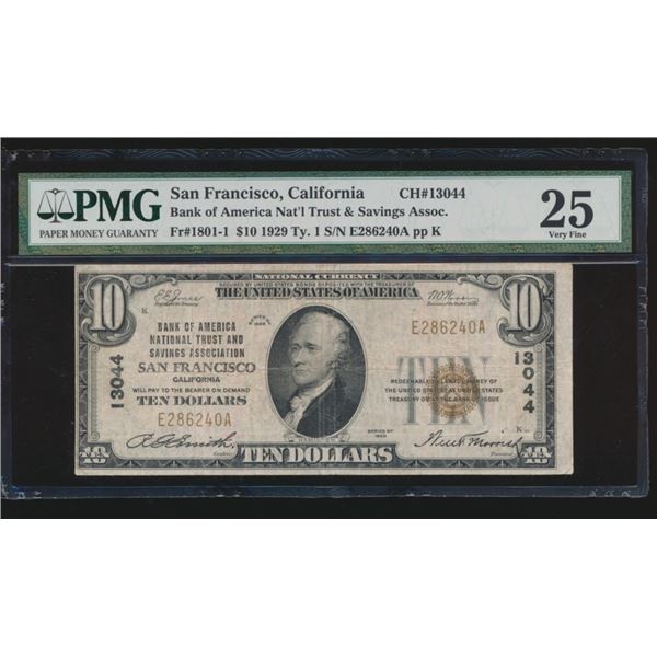 1929 $10 San Francisco CA National PMG 25
