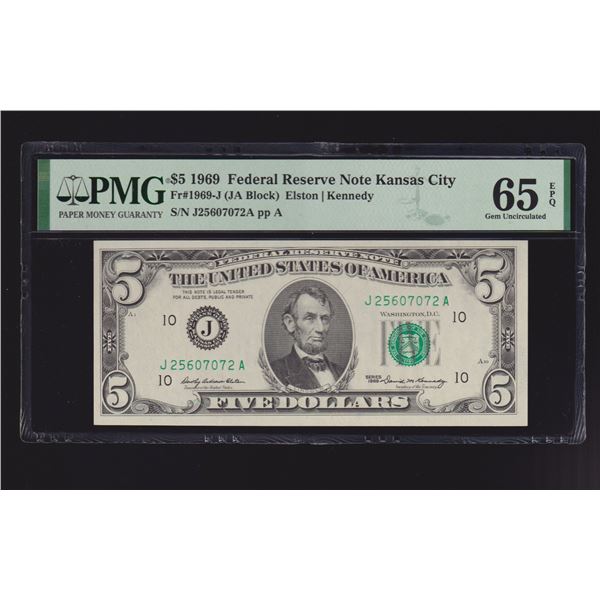 1969 $5 Kansas City FRN PMG 65EPQ