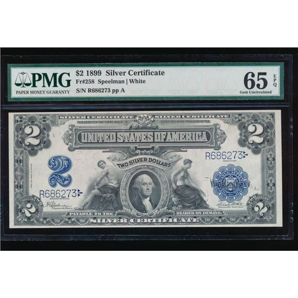 1899 $2 Mini Porthole Silver Cert PMG 65EPQ