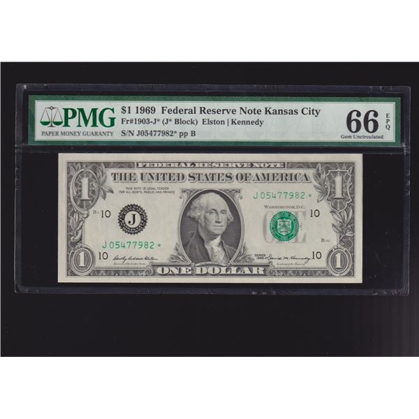 1969 $1 STAR Kansas City FRN PMG 66EPQ