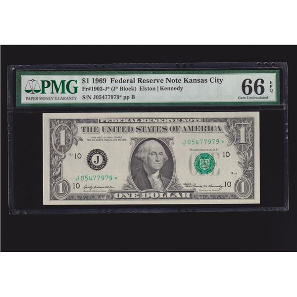 1969 $1 STAR Kansas City FRN PMG 66EPQ