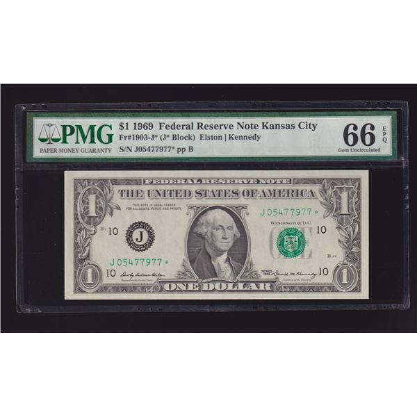 1969 $1 STAR Kansas City FRN PMG 66EPQ