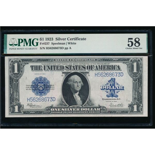 1923 $1 Silver Certificate PMG 58