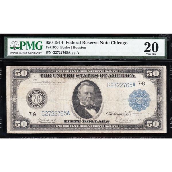 1914 $50 Chicago FRN PCGS 20
