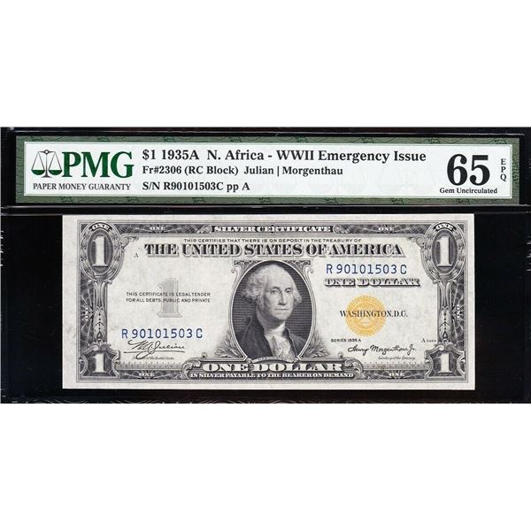 1935A $1 N Africa Silver Certificate PMG 65EPQ