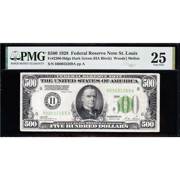 1928 $500 St Louis FRN PMG 25