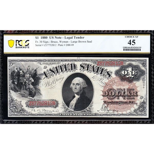 1880 $1 Legal Tender Note PCGS 45