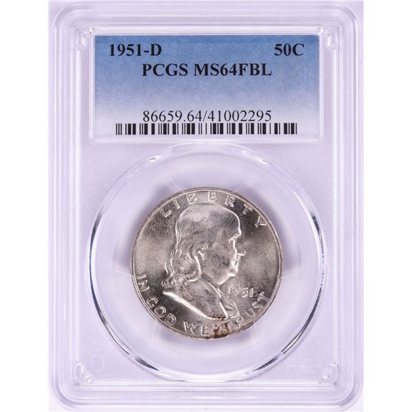 1951-D Franklin Half Dollar Coin PCGS MS64FBL