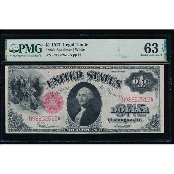 1917 $1 Legal Tender Note PMG 63EPQ