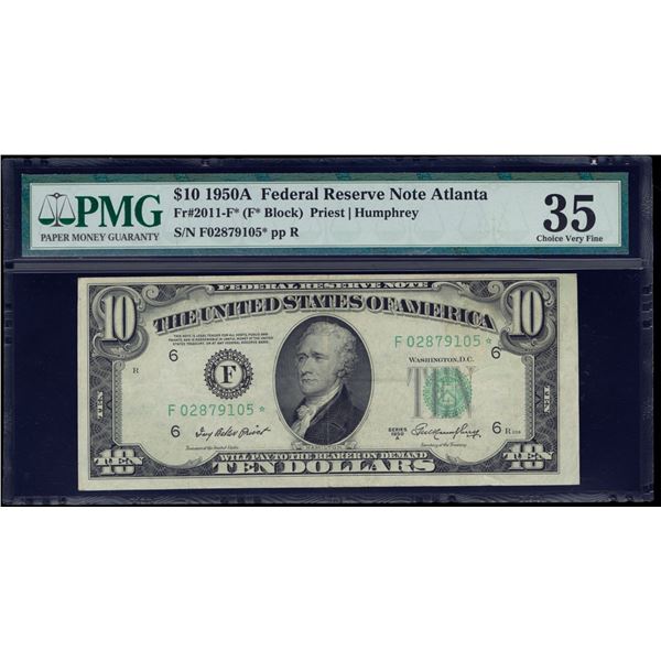 1950A $10 STAR Atlanta FRN PMG 35