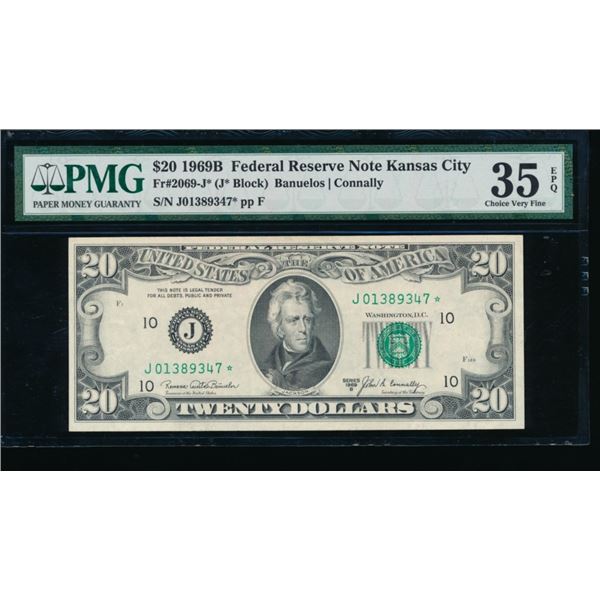 1969B $20 STAR Kansas City FRN PMG 35EPQ