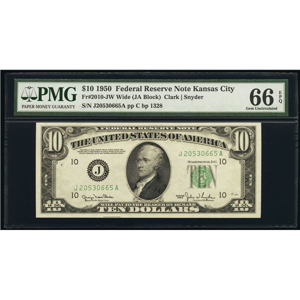 1950 $10 Kansas City FRN PMG 66EPQ