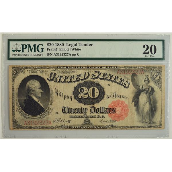 1880 $20 Legal Tender Note PMG 20