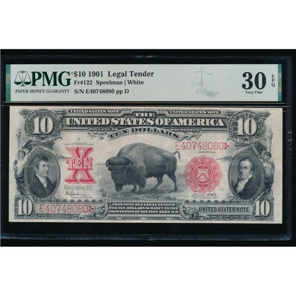 1901 $10 Bison Legal Tender Note PMG 30EPQ