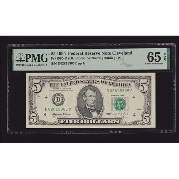 1995 $5 Cleveland FRN PMG 65EPQ