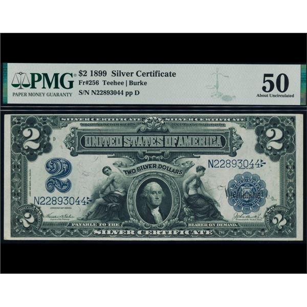 1899 $2 Mini Porthole Silver Cert PMG 50