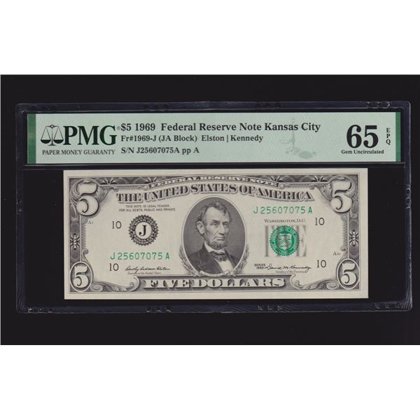 1969 $5 Kansas City FRN PMG 65EPQ