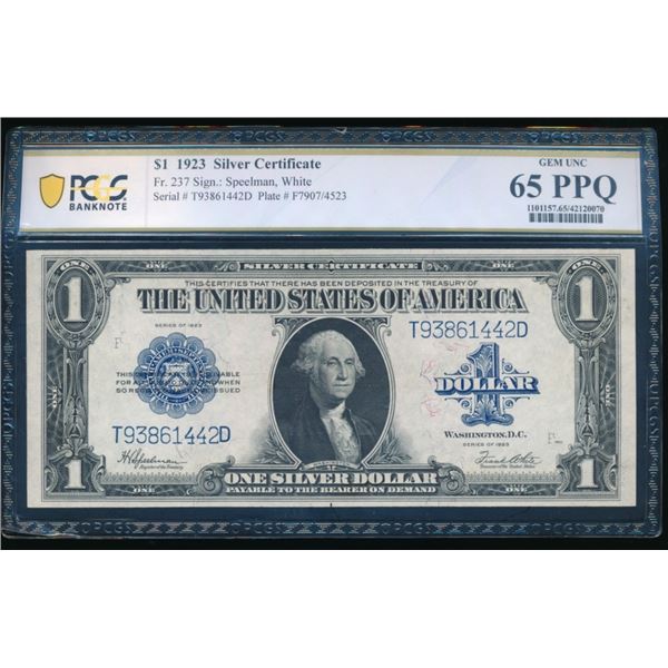 1923 $1 Silver Certificate PCGS 65PPQ