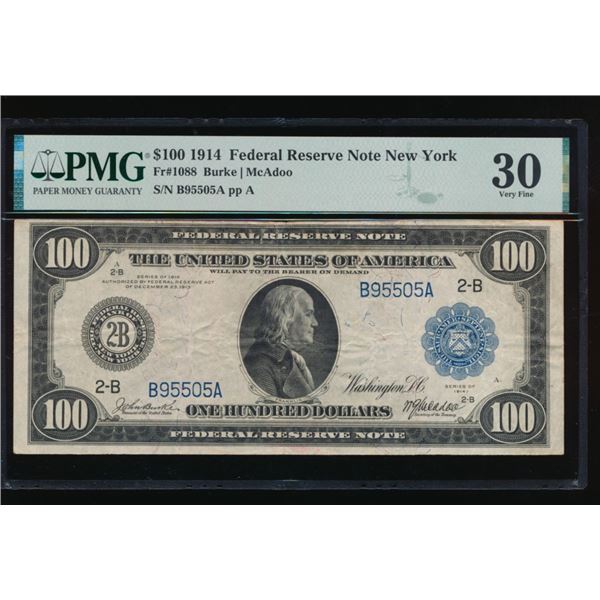 1914 $100 New York FRN PMG 30