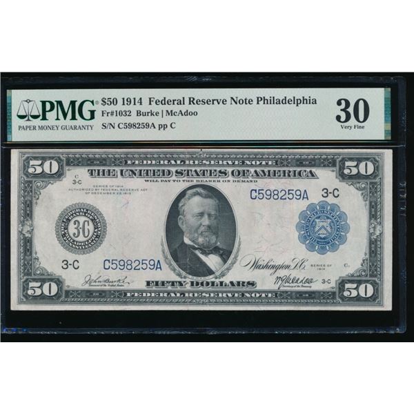 1914 $50 Philadelphia FRN PMG 30